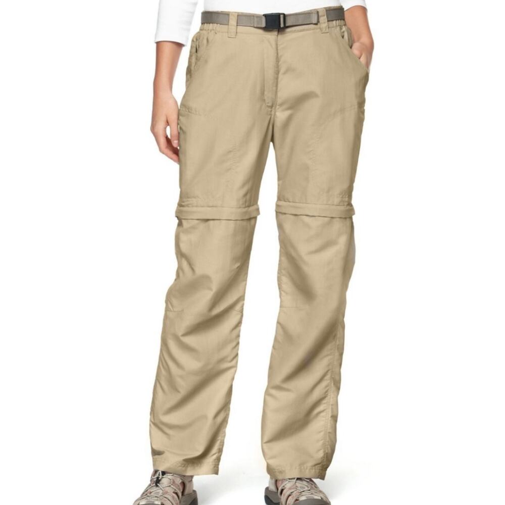 LL Bean No Fly Zone Permethrin Convertible Shorts Khaki Outdoor Hiking Pant Sz L